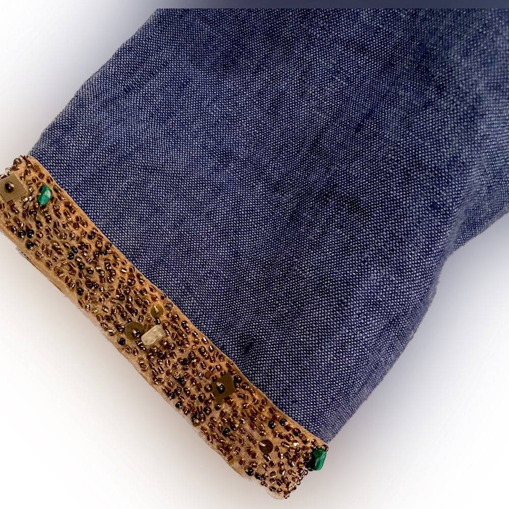 Beaded Linen Denim Jacket - Picture 2 of 8